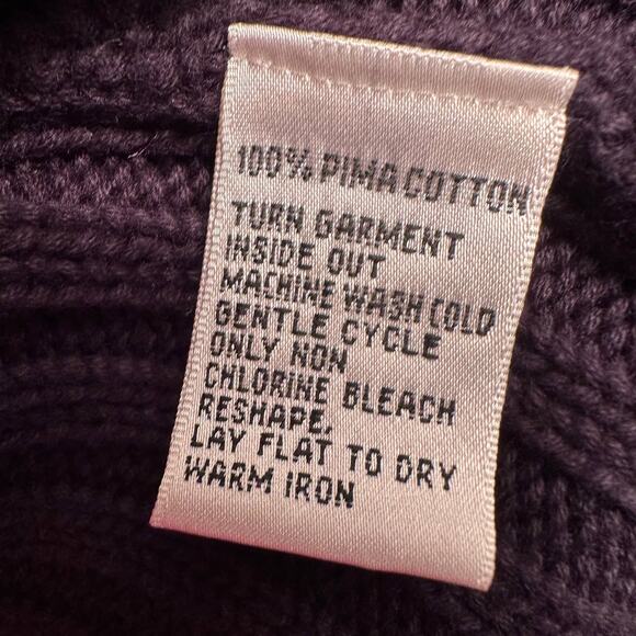 Talbots LADY Jacket Pima Cotton Cardigan Ribbed Knit Button Black SZ Medium - Picture 9 of 9